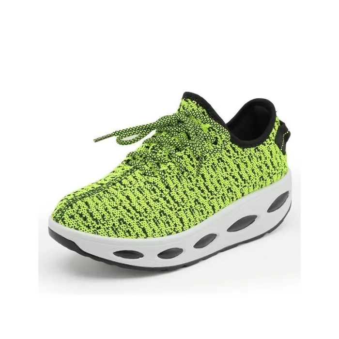 Breathable Mesh Lace Up Height Increasing Sport Platform Casual Shoes