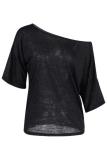 One Shoulder Plain T-Shirts