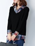 Plus Size One Piece  Checkered/Plaid Polyester Blouse