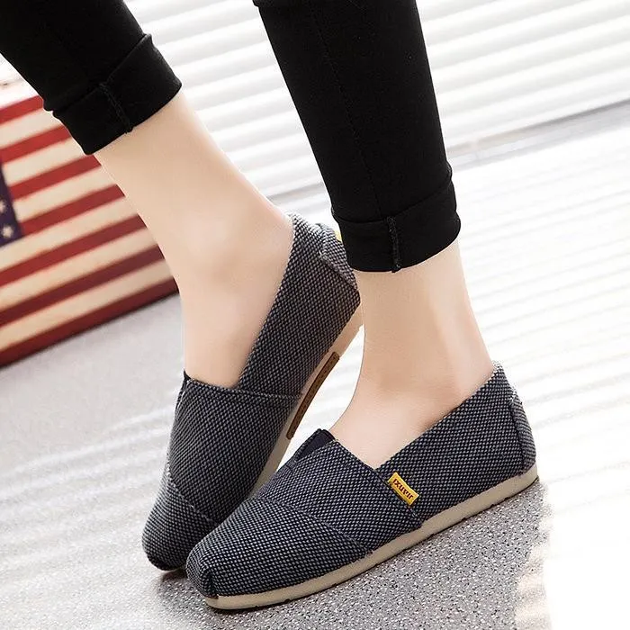 Deep Gray Daily Spring/Fall Flat Heel Braided Canvas Flats