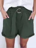 Plus Size Casual Solid Pockets Pants