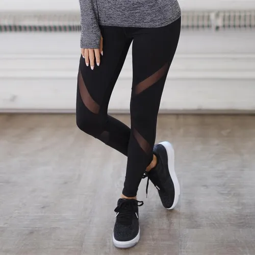 Gothic Insert Mesh Design Trousers Sportswear New Fitness Leggings