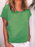 Cotton-Blend Crew Neck Casual Shirts & Tops