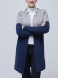 Casual Long Sleeve Stand Collar Color-Block Solid Coat
