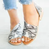 Peep Toe Side-cut Style Stacked Heel Flats