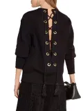 Convertible Wear Lace-up Back Casual Sweatshirt