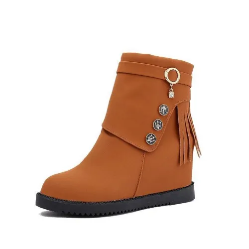 Women Spring/Fall Daily Zipper Nubuck Flat Heel Boots