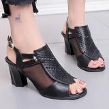 Womens PU Buckle Casual Chunky Heel Sandals