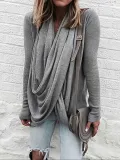 Draped Long Sleeve Casual Shirt