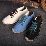 Plus Size Unisex Canvas Flat Heel Stitching Shoes Daily Solid Color Spring/Fall Lace Flats
