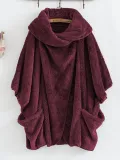Casual Women Turtleneck Big Pockets Cloak Coats