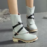 Women Plus Size Chunky Heel Adjustable Buckle Spring/Fall Boots
