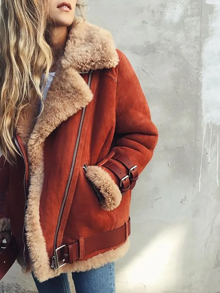 Long Sleeve Lapel Casual Solid Faux Fur Jackets for Women