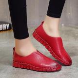 Red Spring/Fall Handmade Sewing Wedge Heel Loafers