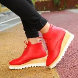 Women Wedge Heel Booties Casual Lace Up Plus Size Shoes