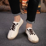 Plus Size Unisex Canvas Flat Heel Stitching Shoes Daily Solid Color Spring/Fall Lace Flats
