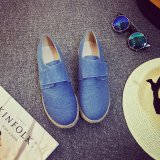Blue Flat Heel Plus Size Spring/Fall Daily Canvas Magic Tape Flats