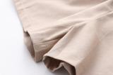 Casual Solid Pockets Cotton Pants