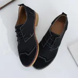 Women Artificial Leather Panel Casual Low Heel Flats