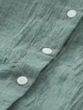 Buttoned Long Sleeve Stand Collar Casual Linen Blouse
