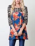 Leopard-Print Cotton-Blend Floral Long Sleeve T-Shirts
