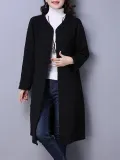 Gray Long Sleeve Embossed Solid Coat