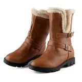 Womens Casual Round Toe Pu Snow Boots