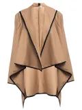 Long Sleeve Shawl Collar Piping Plus Size Coat