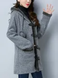 Warm Cotton Appliqued Hoodie Long Sleeve Outdoor Coat