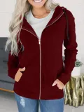 Solid Paneled Casual Polyester Hoody