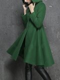 Pockets Solid Elegant A-Line Lady's Winter Skirt Coats With Hoodie