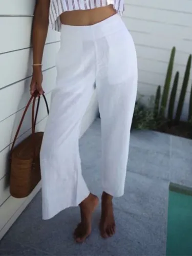 Casual Plain Cotton Pants