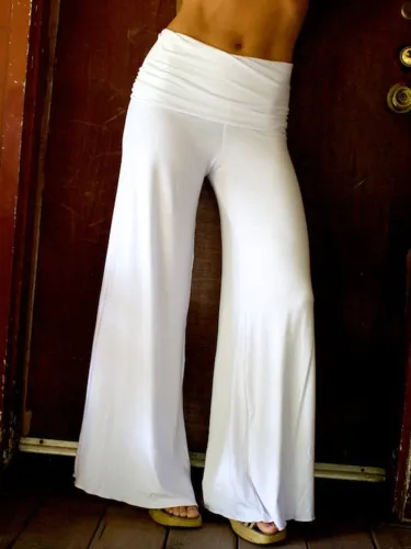 Solid Cotton-Blend Casual Pants