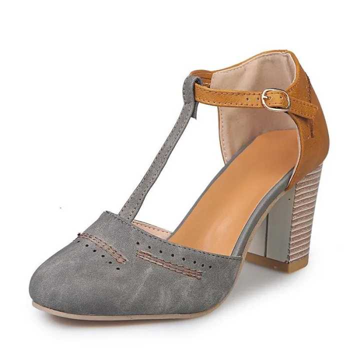 Summer Adjustable Buckle Chunky Heel Shoes