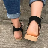Women Casual Leopard Lace Up Flat Sandals