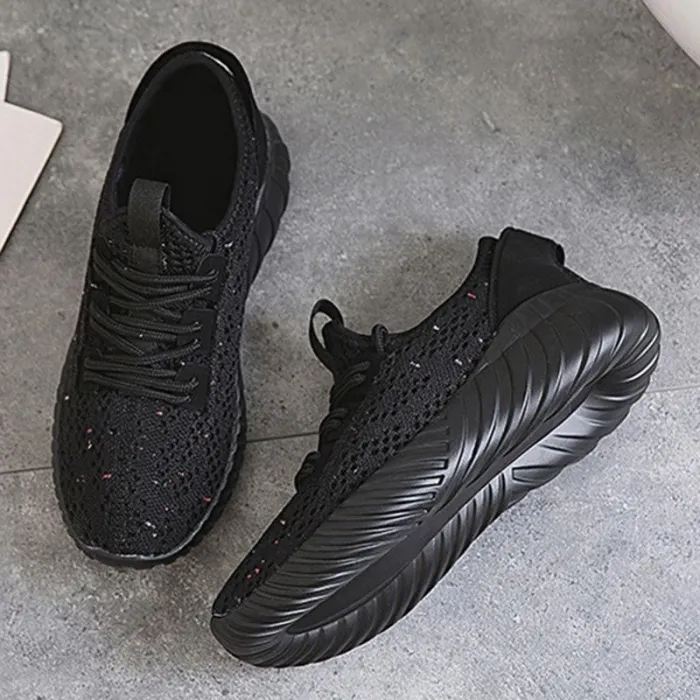 Womens All Season Flat Heel Fly-Woven Fabric Lace-up Sneakers