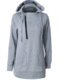 Casual  Hooded Zipper Long Sleeve Sweatshirts For Women