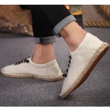 Plus Size Unisex Canvas Flat Heel Stitching Shoes Daily Solid Color Spring/Fall Lace Flats