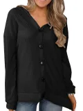 Buttoned Casual Hoodie Outerwear