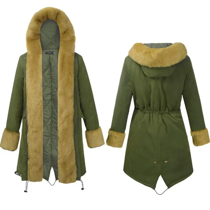 Warm Vintage Casual Cotton-Blend Long Sleeve Army Green Coat