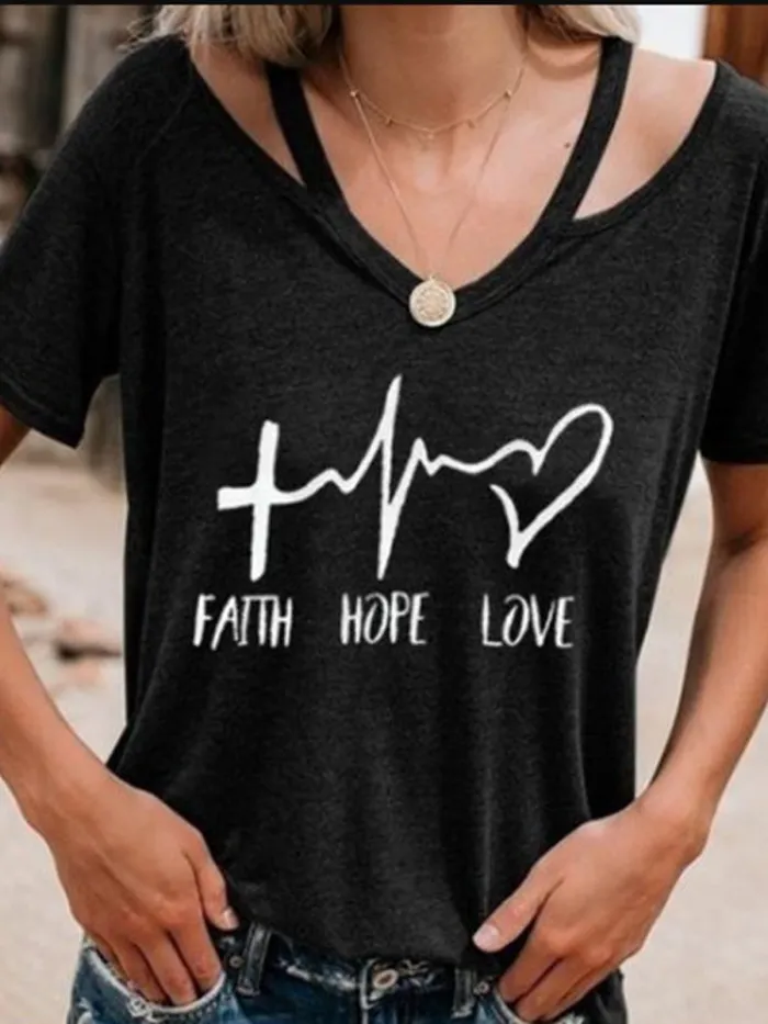Short Sleeve V Neck Cotton Casual Shirts & Tops