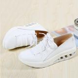 Large Size Rocker Sole Lace Up Cow Leather Shoes