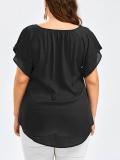 Plus Size Flare Sleeve Lace Blouse