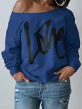Womens Round Neck LOVE Printed Hoodie