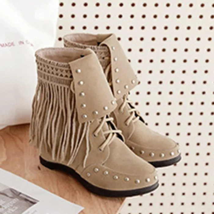 Women Vintage Booties Casual Plus Size Slip On Shoes