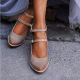 Women Casual Vintage Chunky Heel Buckle Sandals