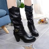 Winter Chunky Heel Buckle Mid-calf Boots