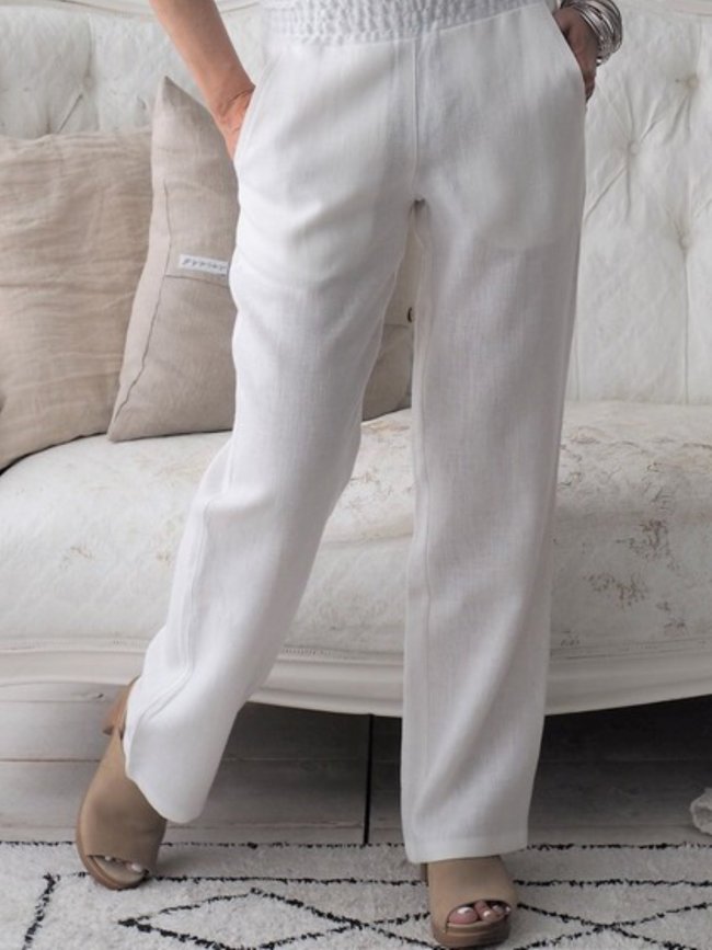 Cotton Casual Pockets Solid Pants