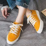 Women Yellow Lace-Up Fashion Sneakers