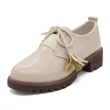 Women PU Loafers Casual Comfort Tassel Slip On Shoes